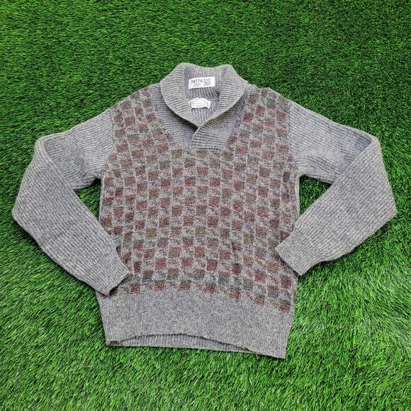 Vintage 80s London-Fog Shetland Wool Sweater S/M 18x23 USA - Picture 1 of 11